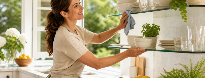 How to Tidy Up Glass Shelves for Warmer Months